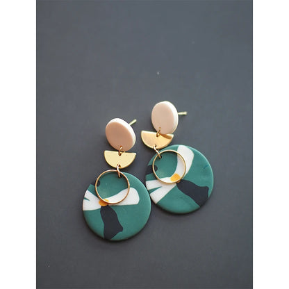 Floral Disc Dangle Earrings