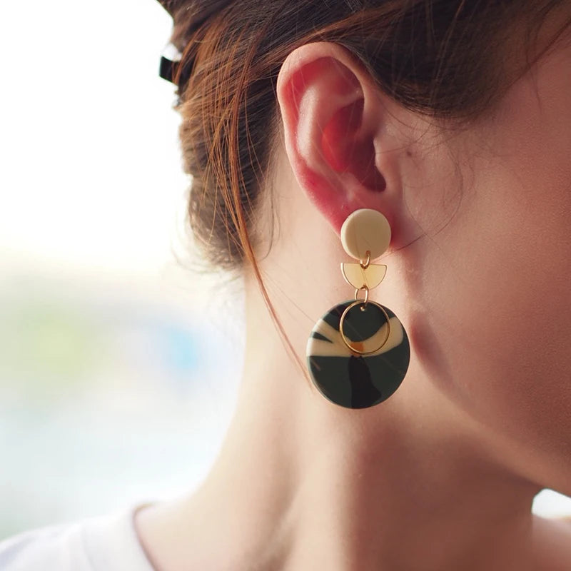 Floral Disc Dangle Earrings