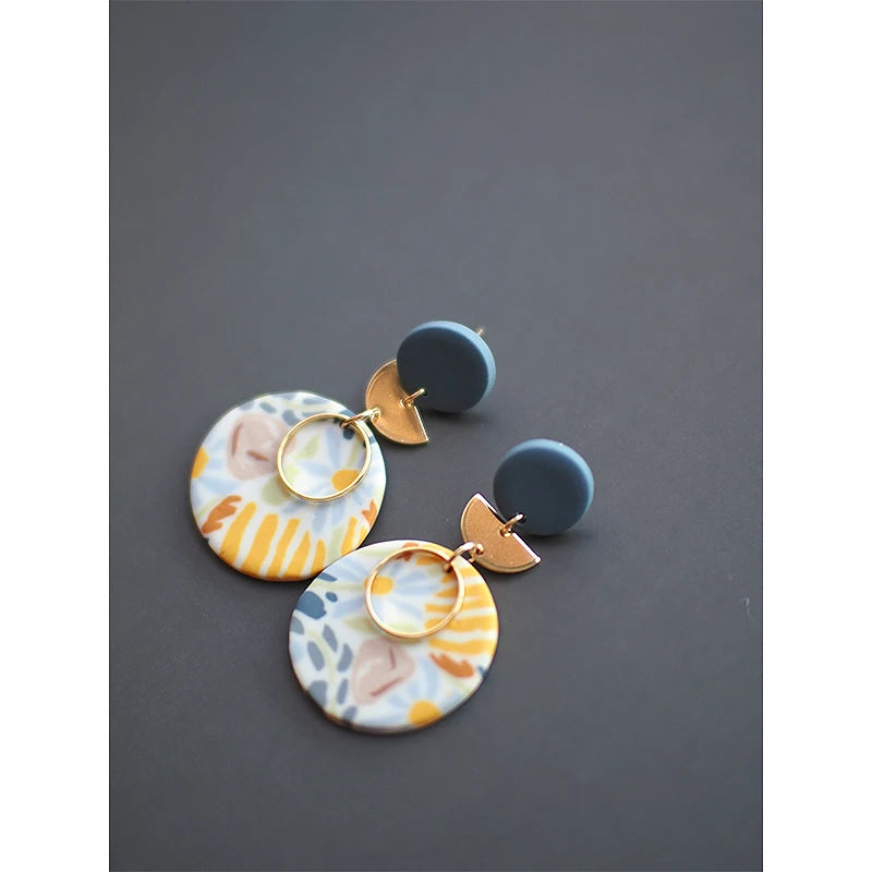 Floral Disc Dangle Earrings