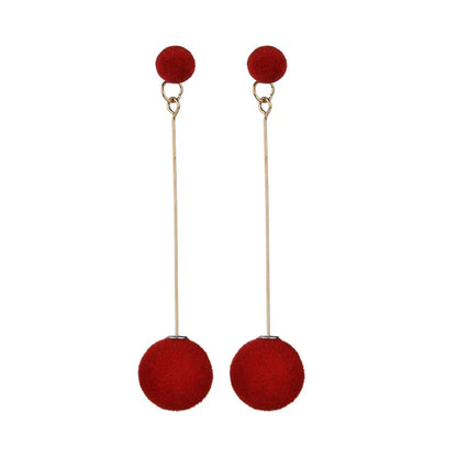 Plush Ball Hanging Earrings