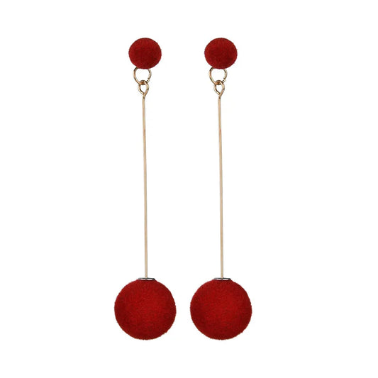 Plush Ball Hanging Earrings