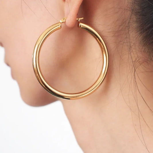 Thick 2 Inch Hoop Earrings