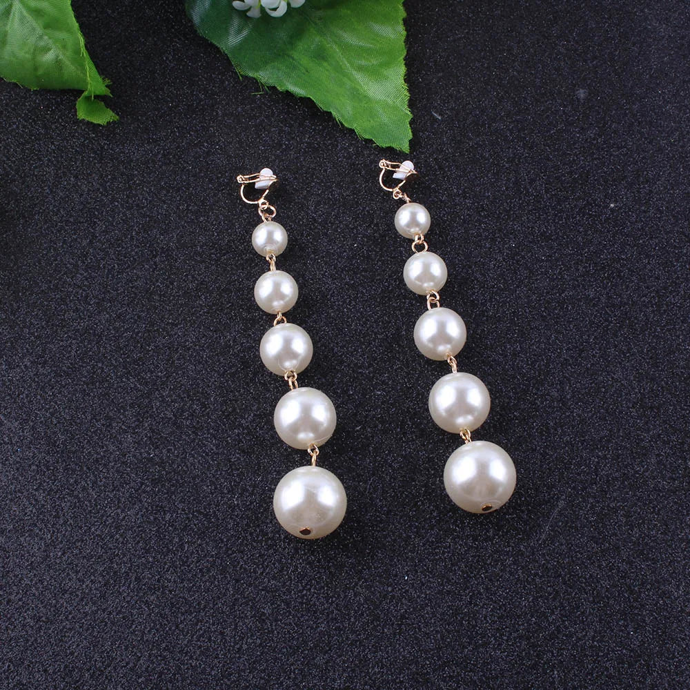 Pearl String Clip on Earrings