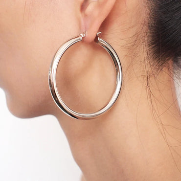 Thick 2 Inch Hoop Earrings