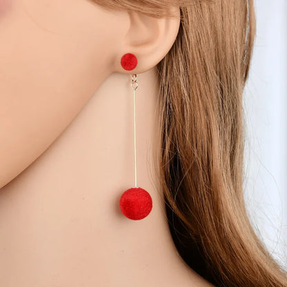 Plush Ball Hanging Earrings