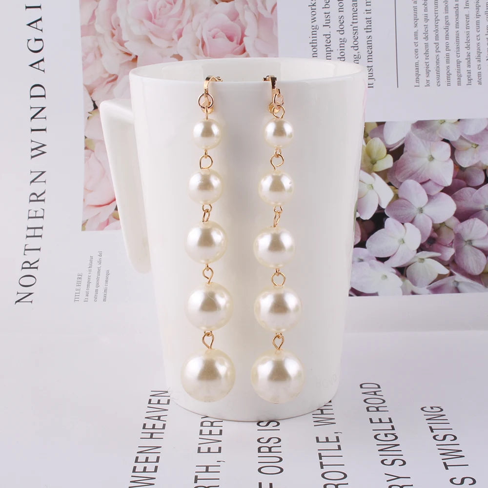 Pearl String Clip on Earrings