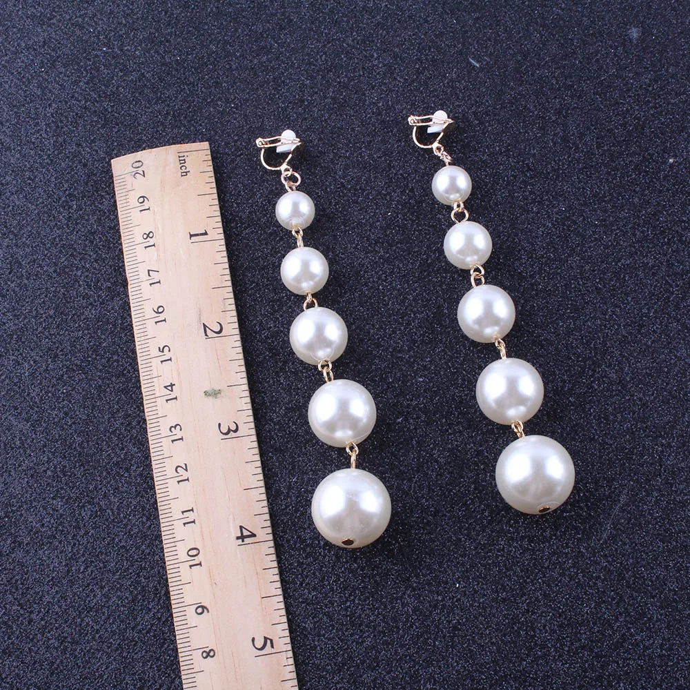 Pearl String Clip on Earrings