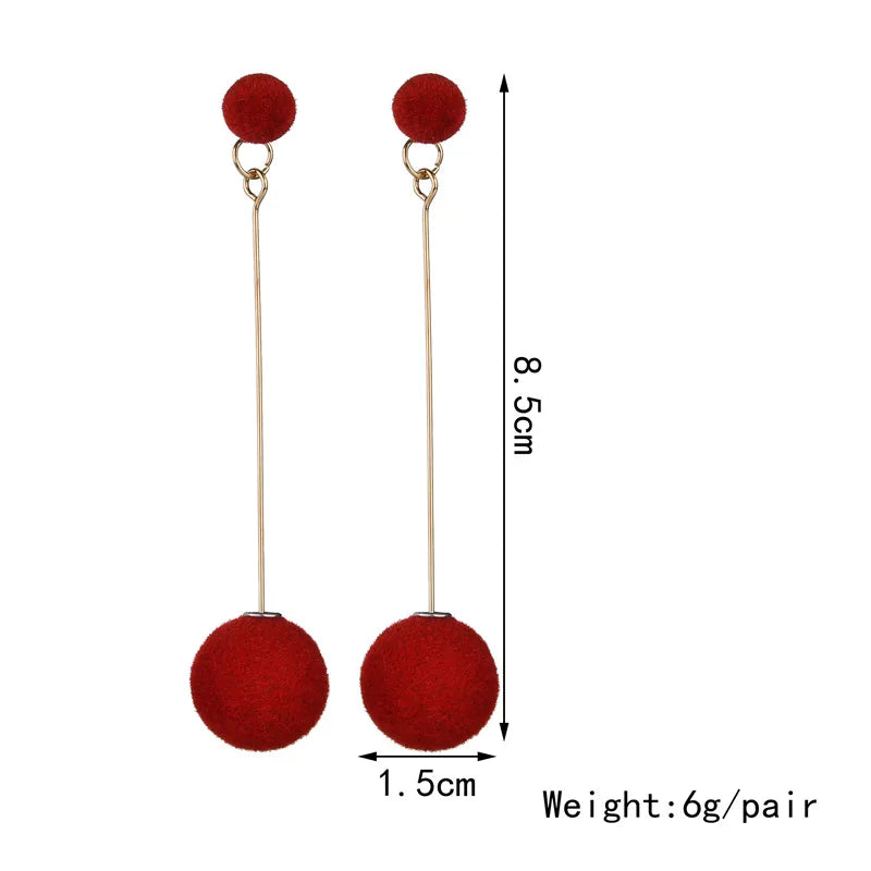 Plush Ball Hanging Earrings