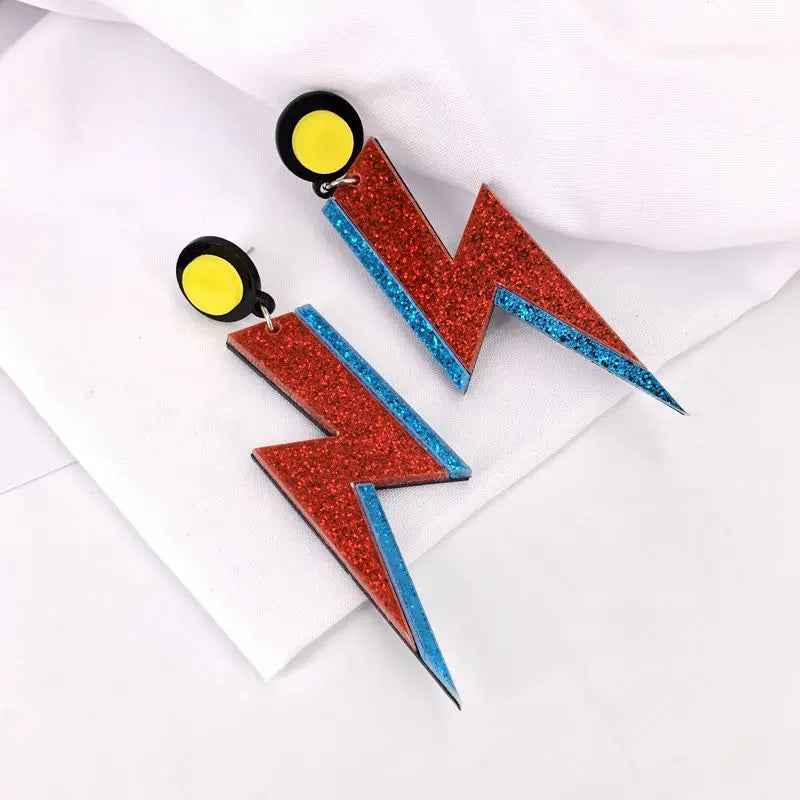 Glitter Lightning Punk Drop Earrings