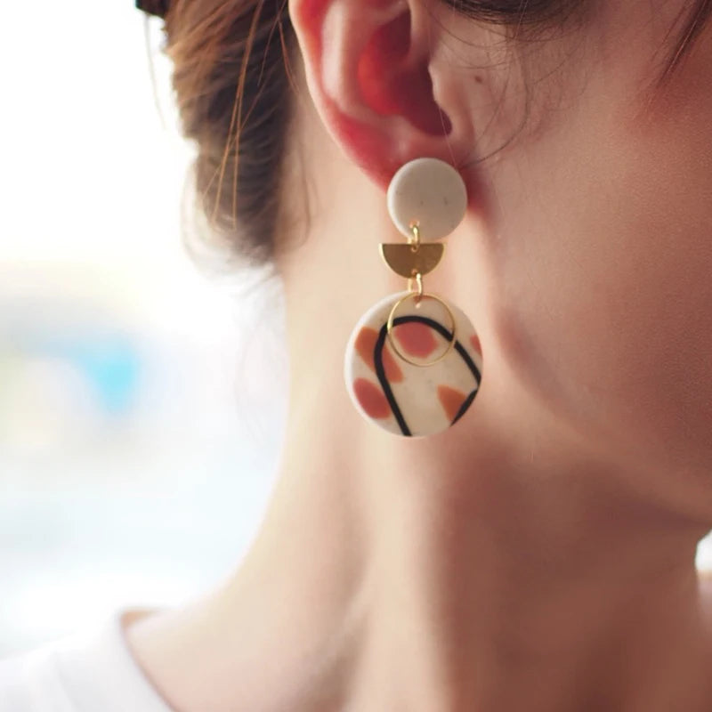 Floral Disc Dangle Earrings