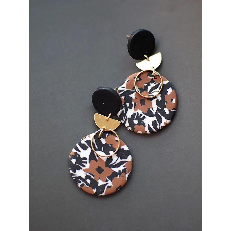 Floral Disc Dangle Earrings