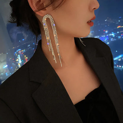 Sparkly Long Tassel Drop Earrings