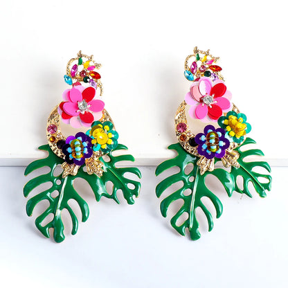 Boho Leaf & Flower Resin Earrings