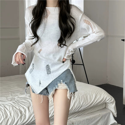 Distressed Knit Long Sleeve Knit