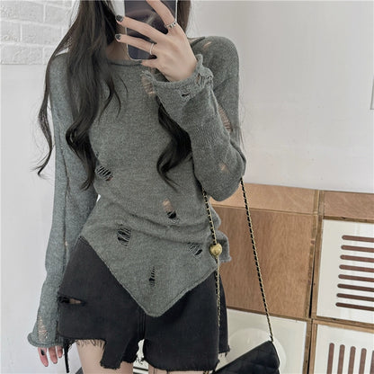 Distressed Knit Long Sleeve Knit