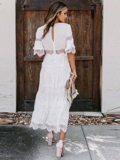 Long Lace Layered Dress