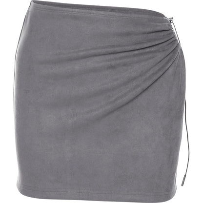 Suede Ruched Drawstring Skirt