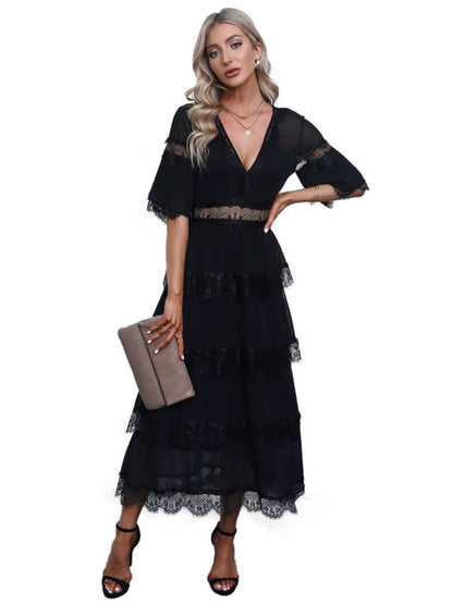 Long Lace Layered Dress