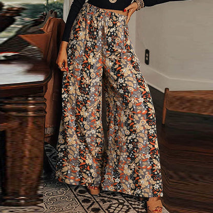 High Waist Loose Floral Pants