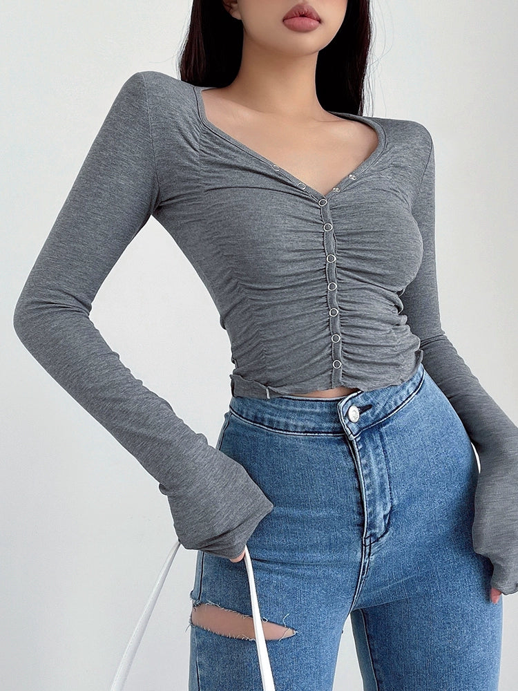 Flattering Ruched Long-Sleeve