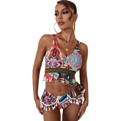 Boho Contrast Two-Piece Beach Set