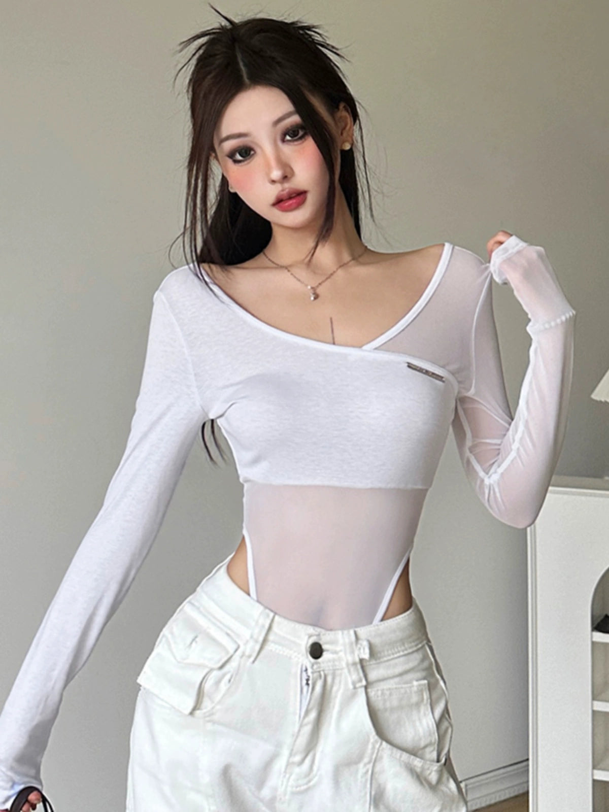 Transparent Mesh Split Top