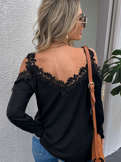 Floral Lace Off-Shoulder Long-Sleeve