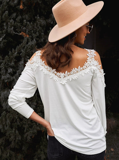 Floral Lace Off-Shoulder Long-Sleeve