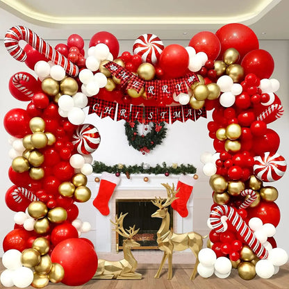 Christmas Balloons Garland Arch Kit Lolipop Candy Cane Foil Baloon Red BallonChristmas Decoration New Year 2023 Gifts Kids Toy