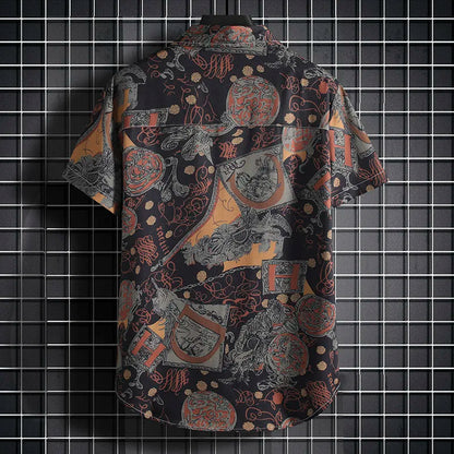 Men's Printed Short Sleeve Button down