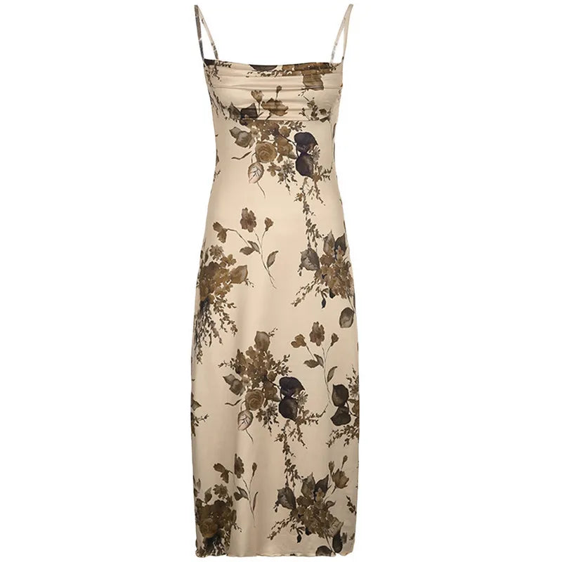 Natural Beauty - Long Floral Bodycon Dress