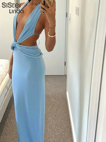 Backless Open Chest Dress