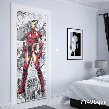 Disney Marvel Superhero Comics spiderman iron Man Home Decor Kids Gift Room quality door decoration Door stickers Wall Stickers