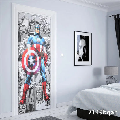 Disney Marvel Superhero Comics spiderman iron Man Home Decor Kids Gift Room quality door decoration Door stickers Wall Stickers