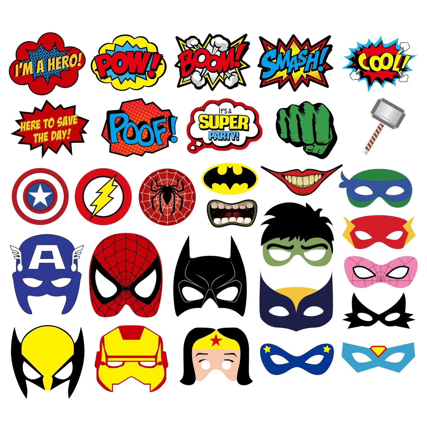 Hot 30pcs New superhero theme birthday party weird photo props Spider-Man hat Marvel party decoration photo role-playing props