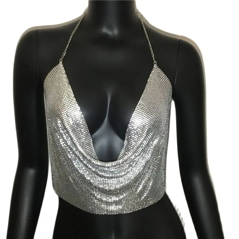 Sexy Backless Shimmer Top