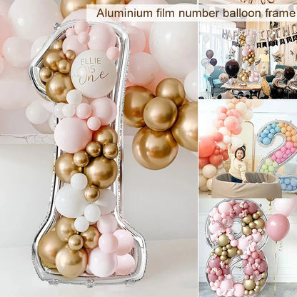 65inch Giant Number 0-9 Aluminum Film Balloon Filling Frame Kids 1st Birthday Party Decoration Wedding Anniversary Decor Supplie