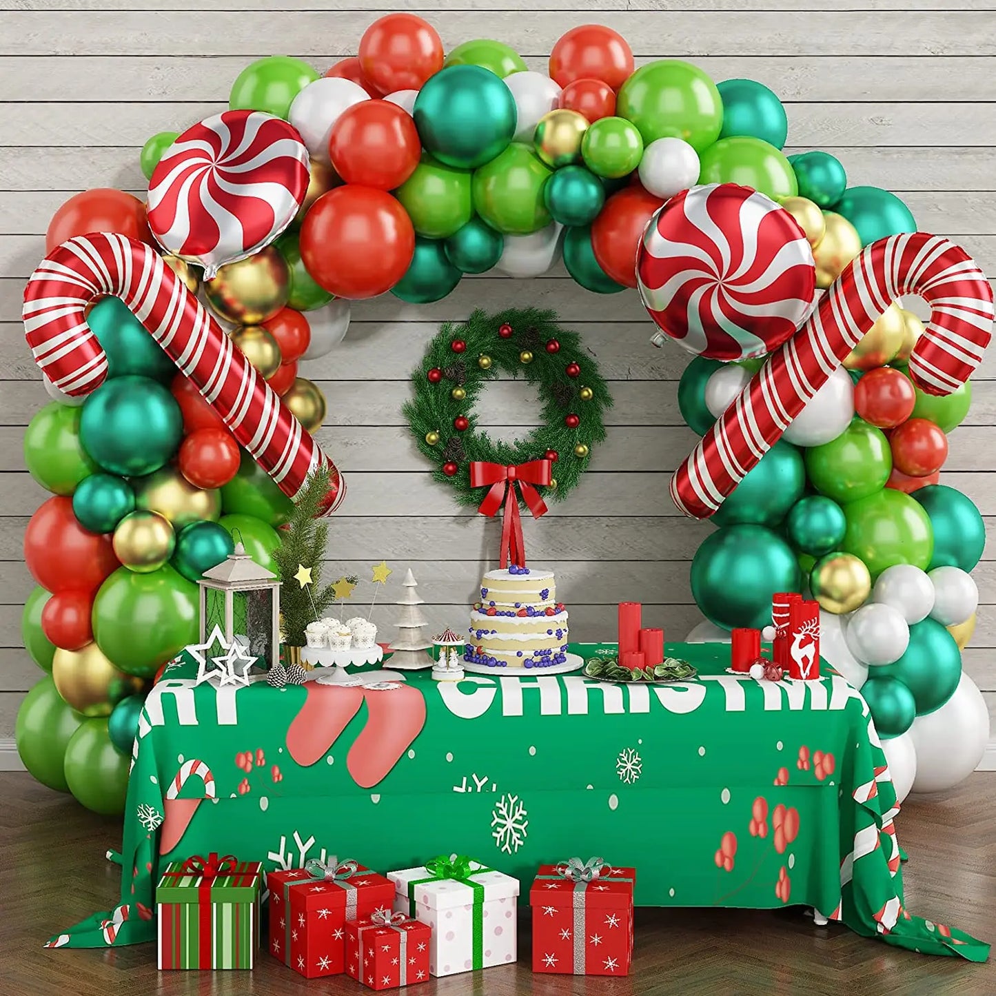 Christmas Balloons Garland Arch Kit Lolipop Candy Cane Foil Baloon Red BallonChristmas Decoration New Year 2023 Gifts Kids Toy