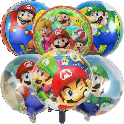 6Pcs 18inch Super Mario Bros Foil Balloon Set children‘s Birthday Party Decoration Baby Shower Inflatable Boys Toy Gifts Globos