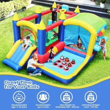 7in1 Inflatable Bounce House with Ball Pit for Kids Indoor Outdoor Party Family Fun, Obstacles Toddler Jump Castle with Ball Pit