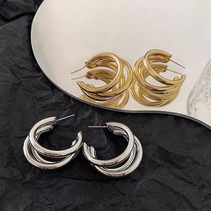 Multilayer Circle Metal Hoop Earring