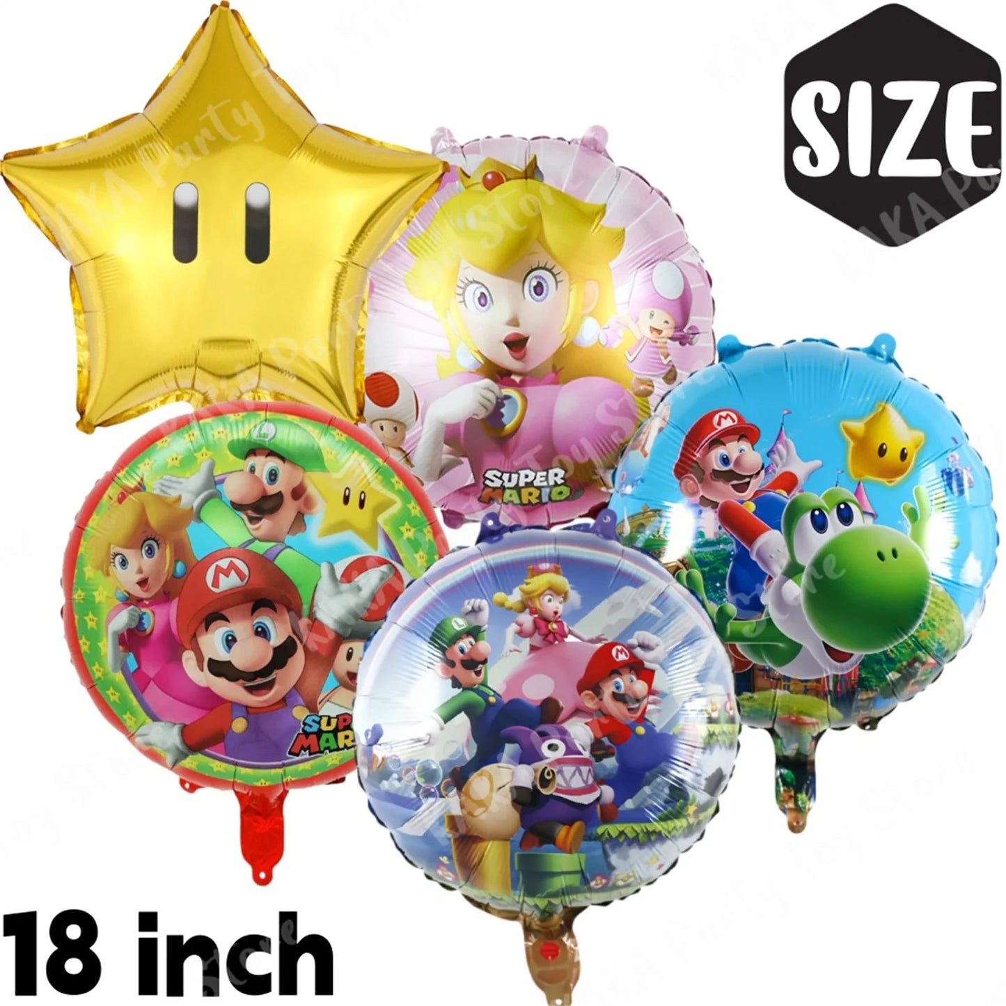 6Pcs 18inch Super Mario Bros Foil Balloon Set children‘s Birthday Party Decoration Baby Shower Inflatable Boys Toy Gifts Globos