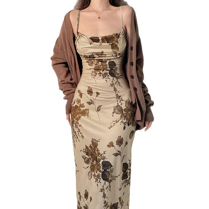 Natural Beauty - Long Floral Bodycon Dress