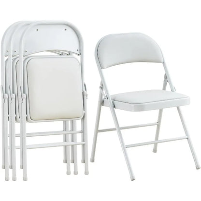 4-Pack Vinyl-Padded Folding Chair Metal Frame Heavy Duty Foldable Chair with Backrest&Padded Seats for Dining Meetings