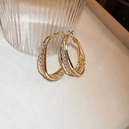 Big Nets Sparkly Oval Hoop Earrings