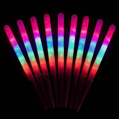 Cotton Candy LED Glow Sticks Bulk Colorful RGB Glow Foam Stick Cheer Tube Dark Light for Xmas Birthday Wedding Party Supplies