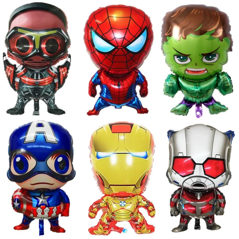 6Pcs Avengers Balloon Spiderman Ironman Hulk Aluminum Foil Balloons Kids Superhero Birthday Party Decorations Baby Shower Globos