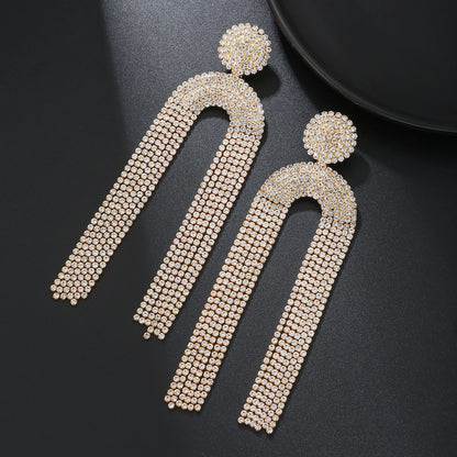 Rhinestone Rainbow Tassel Clip Ons