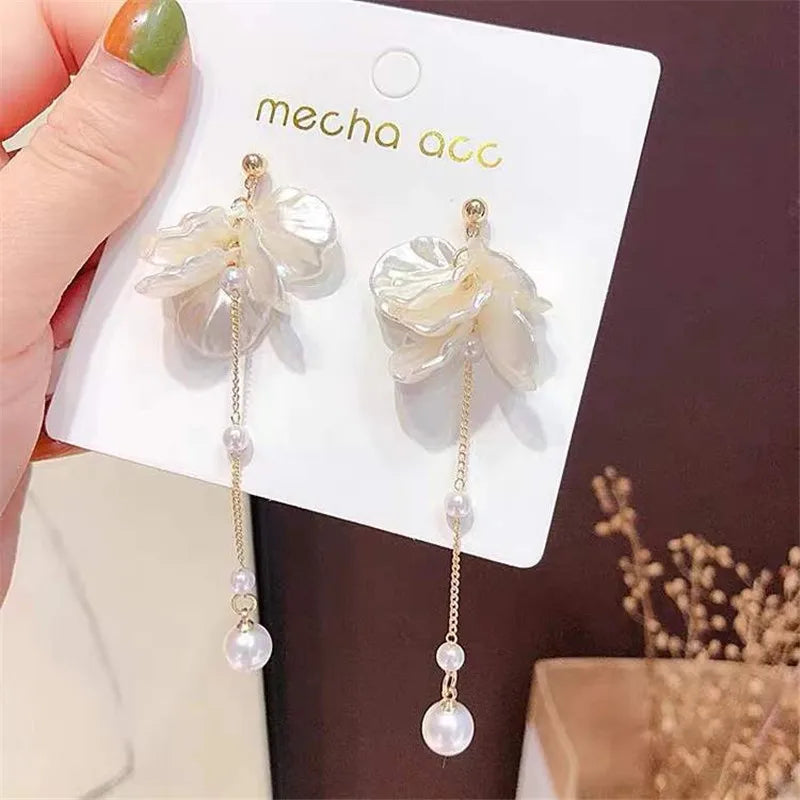 Petals & Pearl Dangle Earrings