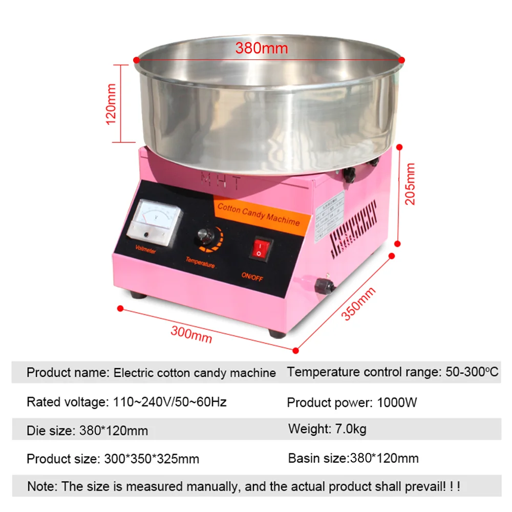 Electric Cotton Candy Machine Commercial Sugar Candy Floss Maker Temperature Controls for Party Festival Carnival Home DIY Maker